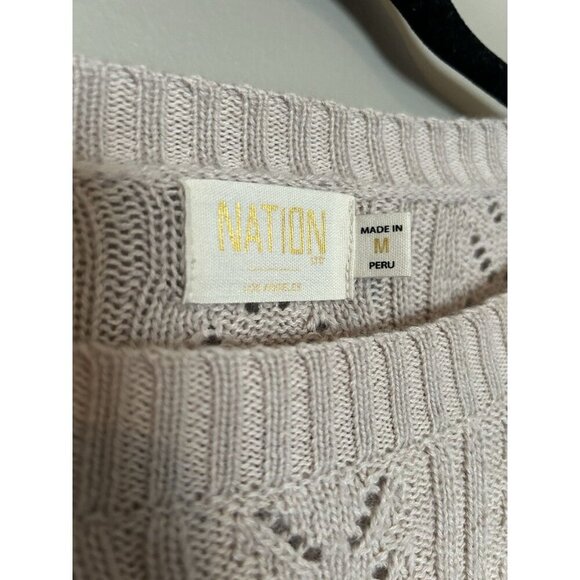 Nation Los Angeles Alpaca Women's Beige Blush Open Knit Pullover Sweater M - Picture 4 of 9
